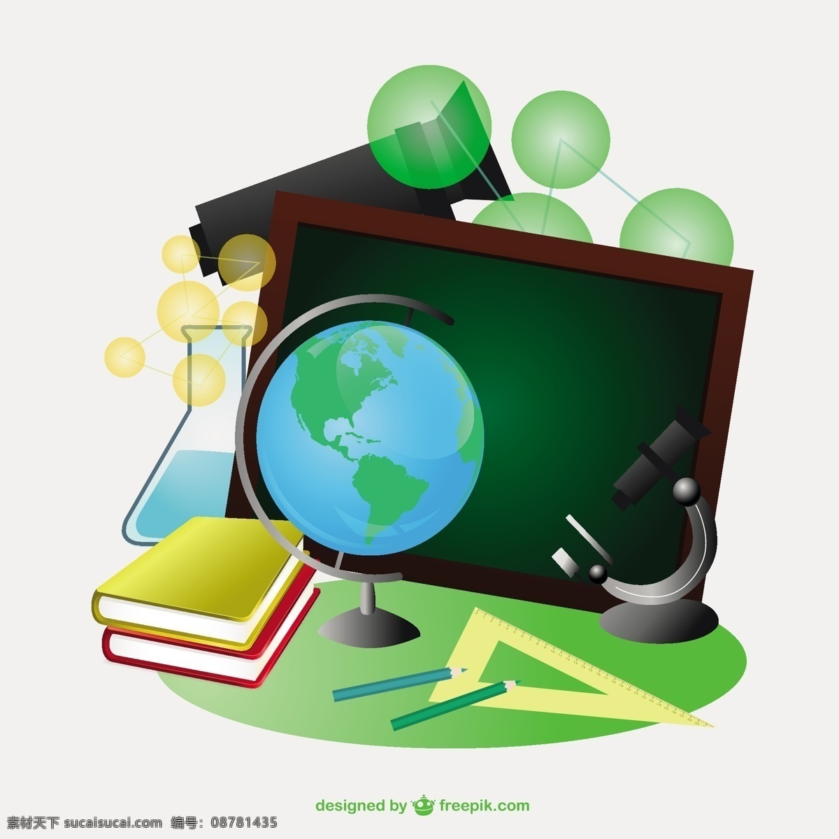 科学类的元素 背景 学校 书 黑板 模板 地球 书籍 科学 壁纸 平面 布局 书桌 平面设计 研究 学习 白色