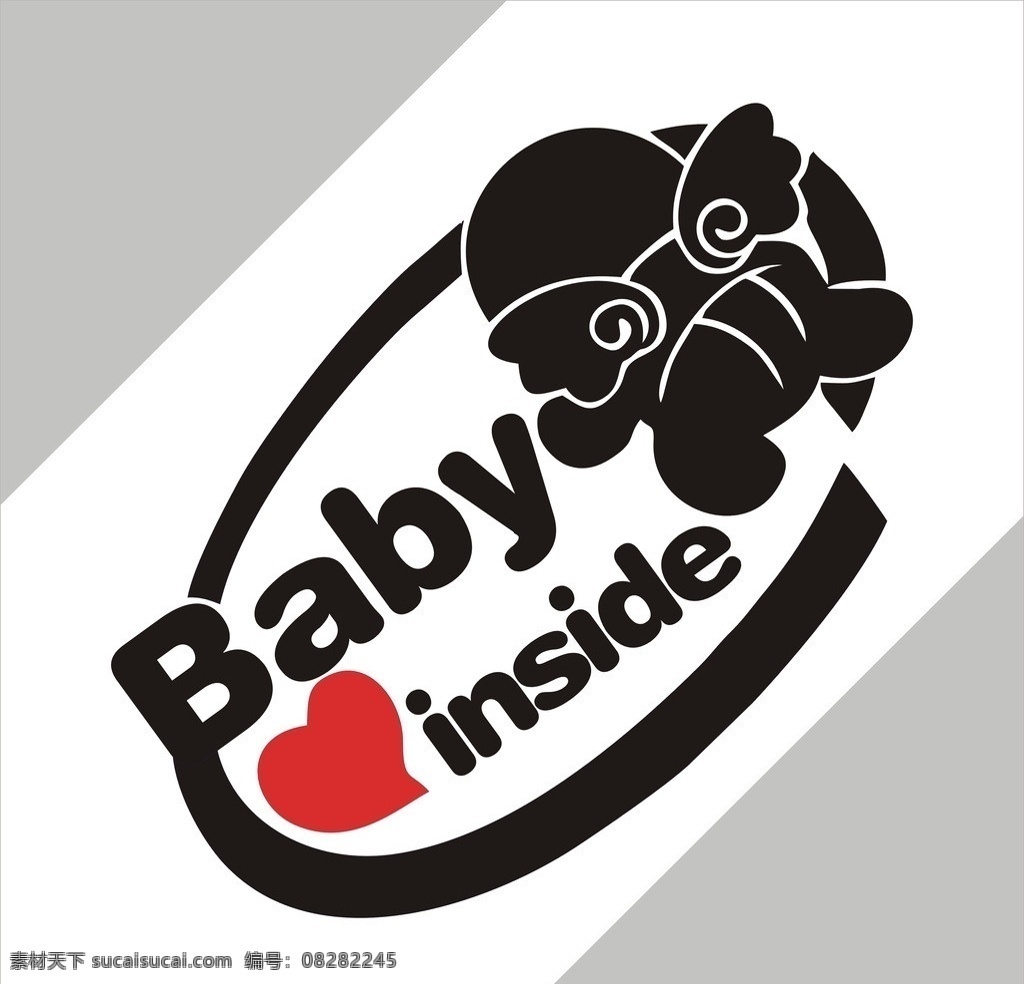 车贴 baby天使 矢量