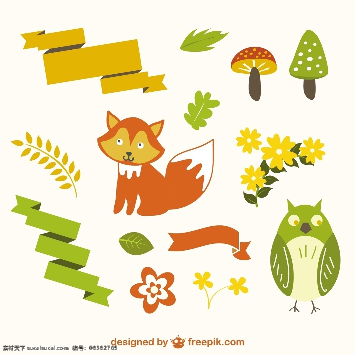 可爱 森林 动物 插图 标志设计 模板 平面 标识 特征 图形 布局 平面设计 狐狸 元素 象形 象征 白色