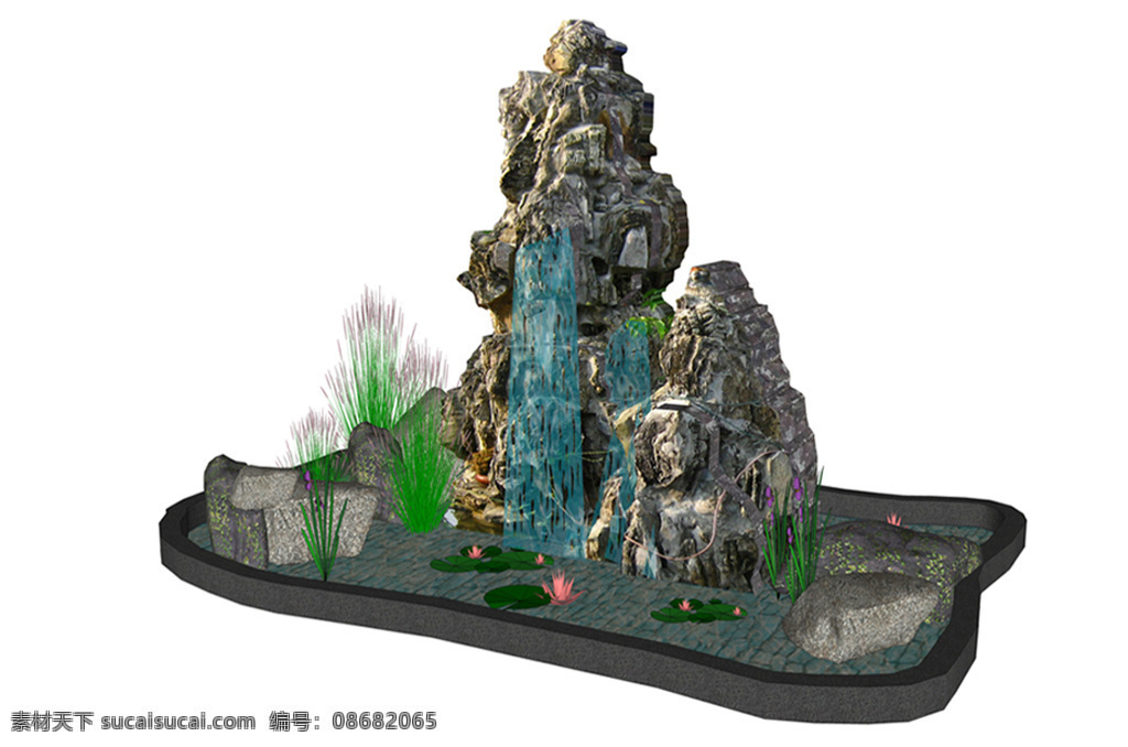 公园 景观 山水 su 模型 公园景观模型 山水模型 草图大师模型 园林模型 假山模型 园林 假山 中式园林 中式假山模型