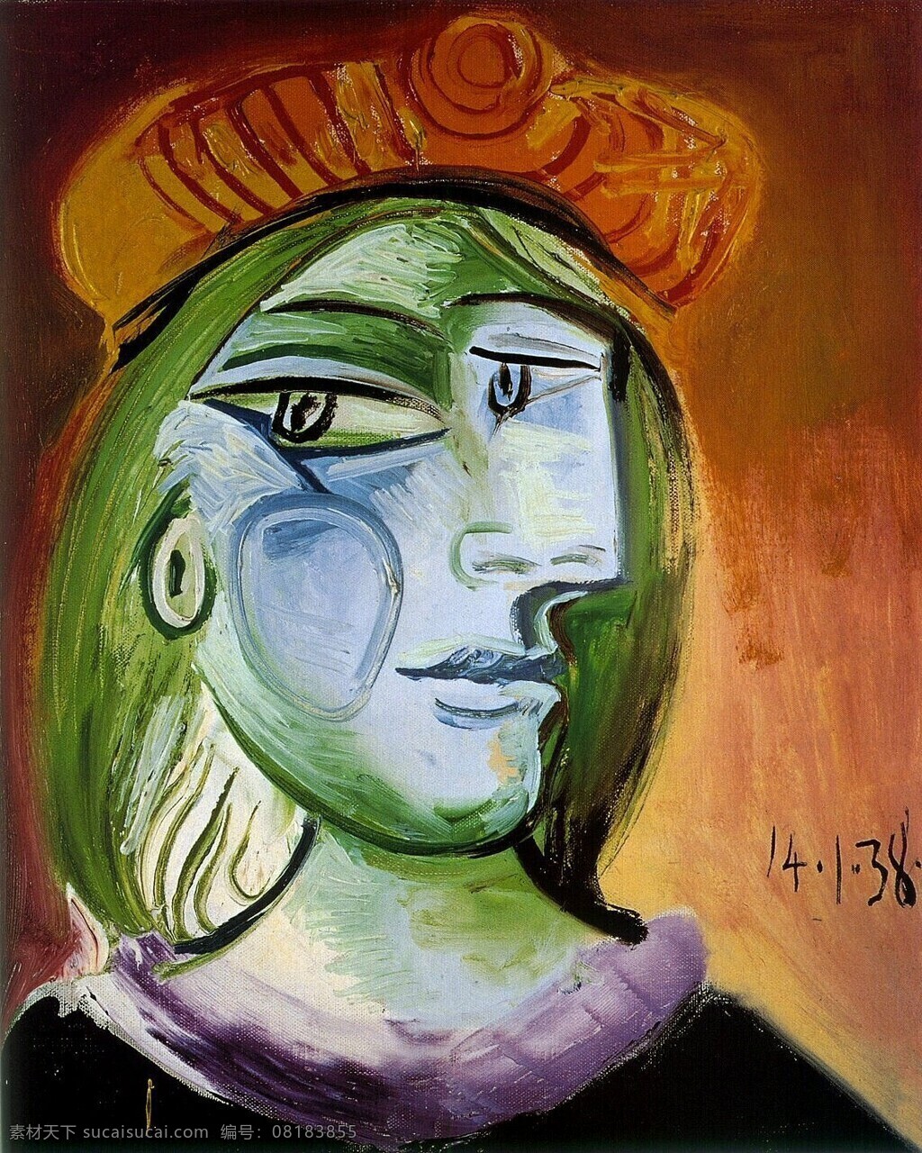 femme 西班牙 画家 巴勃罗 毕加索 抽象 油画 人物 人体 装饰画 de portrait 1938 装饰素材