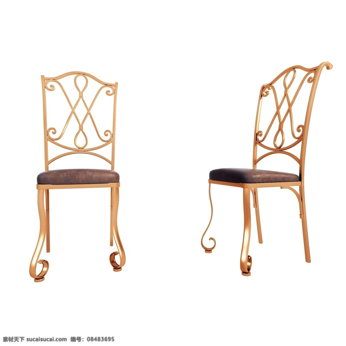 立体 精致 椅子 图 家具 家居 质感 凳子 铁艺 欧式 镀金 仿真 3d 创意 套图 png图
