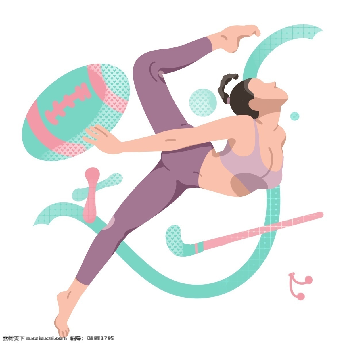 锻炼 身体 运动 插画 漂亮的女孩 卡通插画 健身运动 活动筋骨 体育项目 强身健体 跳舞的女孩