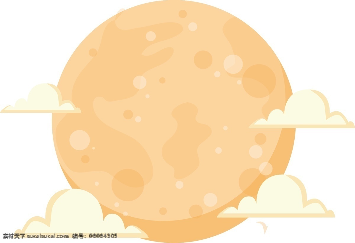 卡通 金秋 玉兔 元素 夜晚 节日 中秋 云朵 手绘 圆月 ai元素 矢量元素