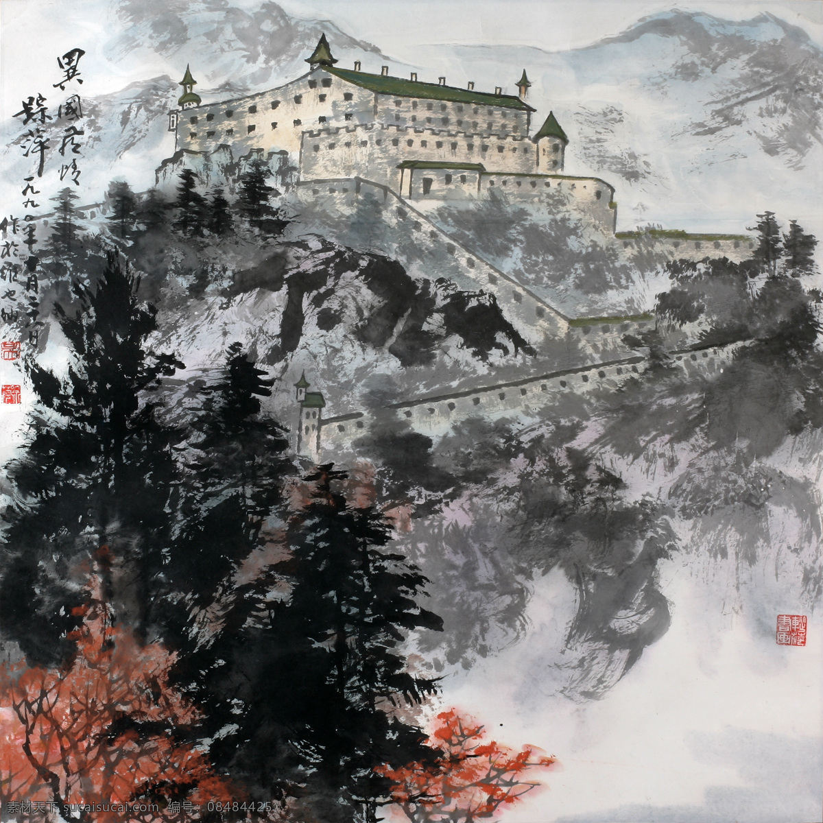 水墨山水画 工笔山水画 山水画 国画 水墨画 写意山水画 中国山水画 山水国画 山水风景 风景画 仿古画 古画 文化艺术 绘画书法