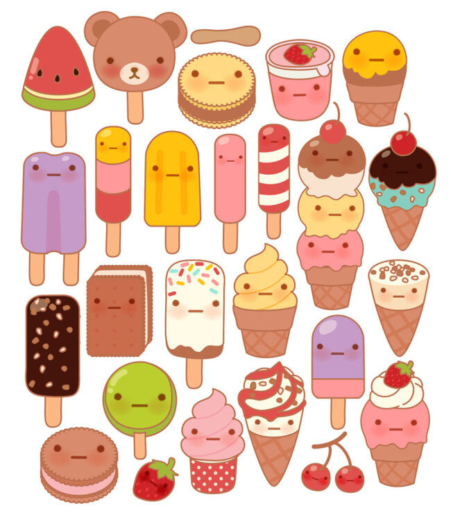 卡通甜品美食 冰淇凌 卡通形象 甜点