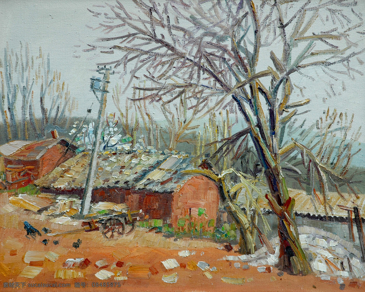 美丽 乡村 油画 风景 写生 油画风景 油画艺术 绘画艺术 装饰画 书画文字 文化艺术