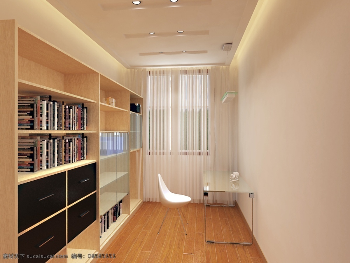 书房 效果图 吊顶 环境设计 木地板 室内设计 书房效果图 书柜 设计素材 模板下载 家居装饰素材