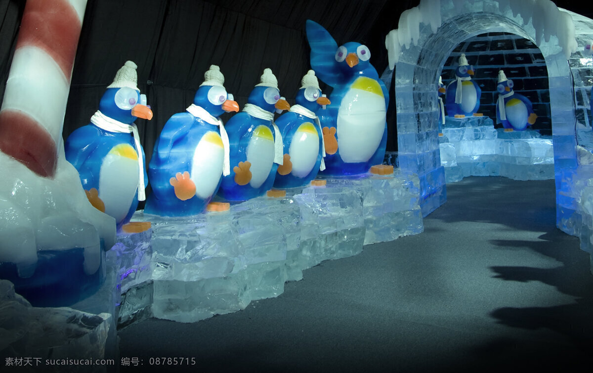 冰雕彩色企鹅 冰雪嘉年华 标清 雪雕 冰雕 照片 建筑园林 雕塑