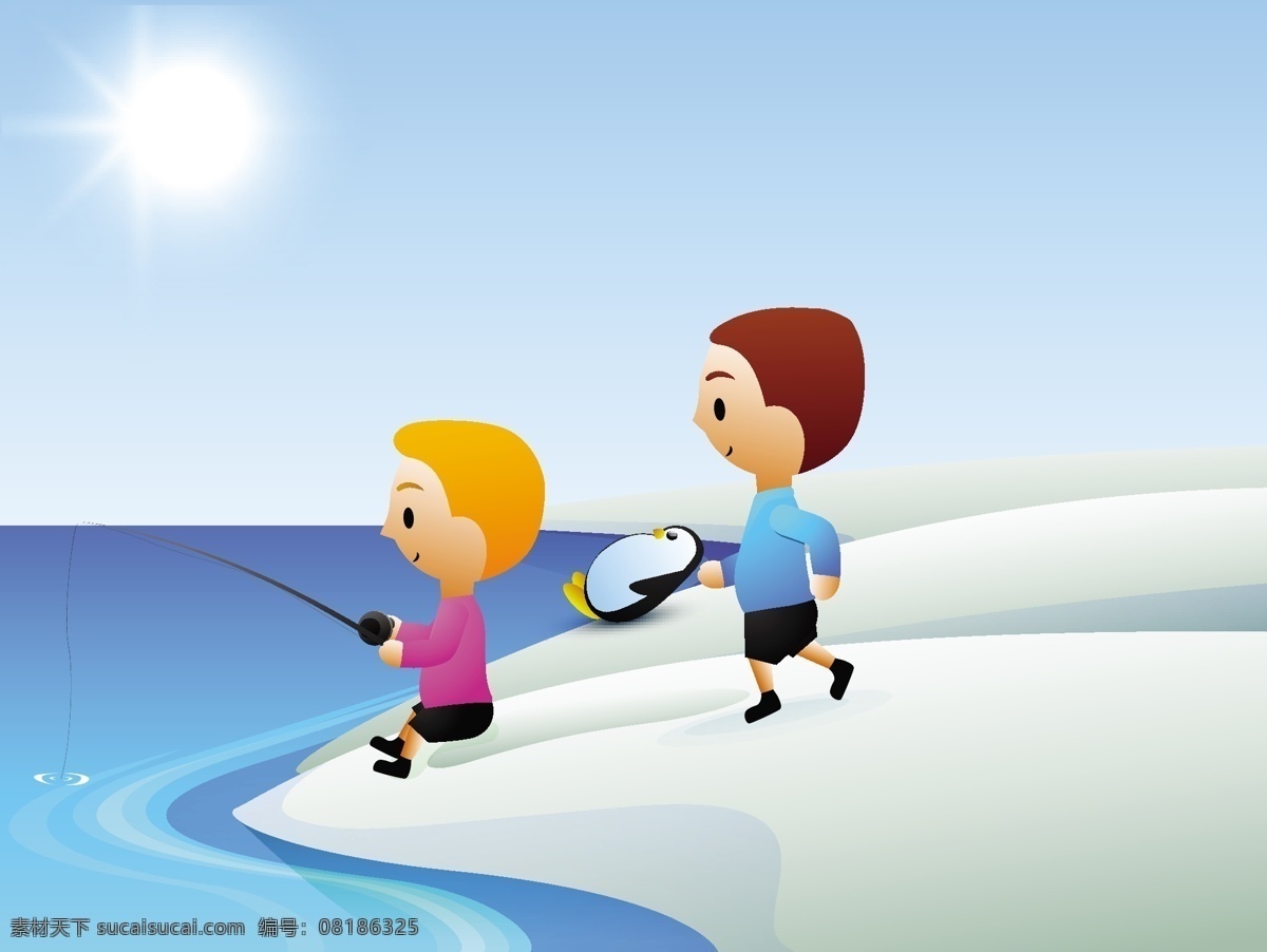 快乐 友谊 日 背景 可爱 朋友 海边 矢量图 日常生活