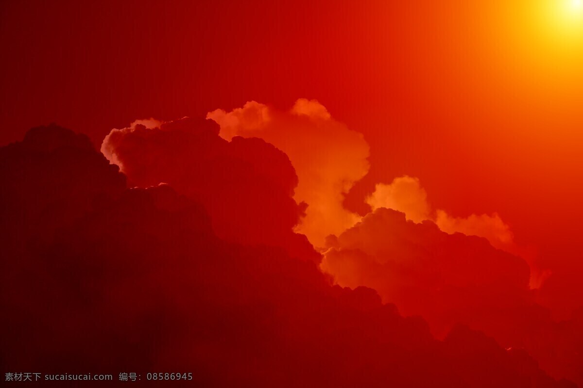 红色 云朵 高清 红云 美丽 明亮 日落 太阳