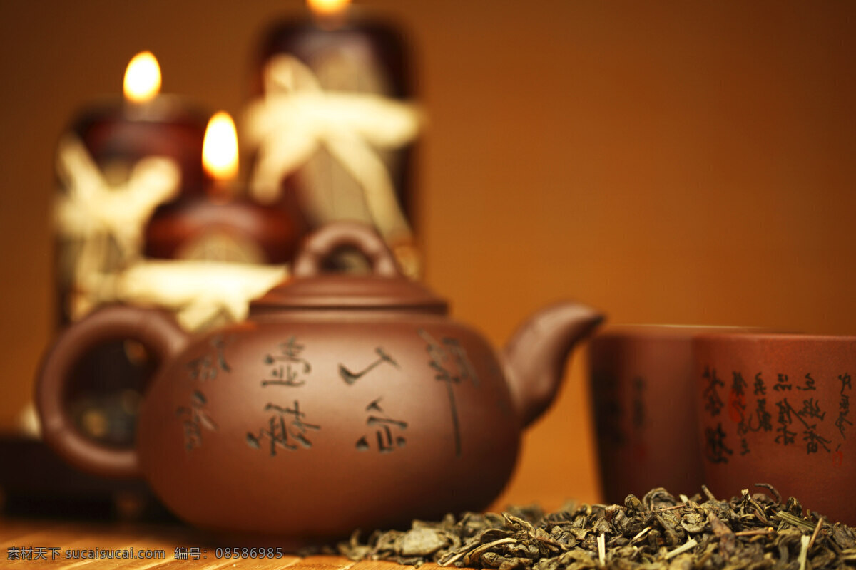 茶叶与茶具 茶 茶叶 茶文化 茶杯 紫砂茶壶 杯子 茶具 酒水饮料 餐饮美食 红色