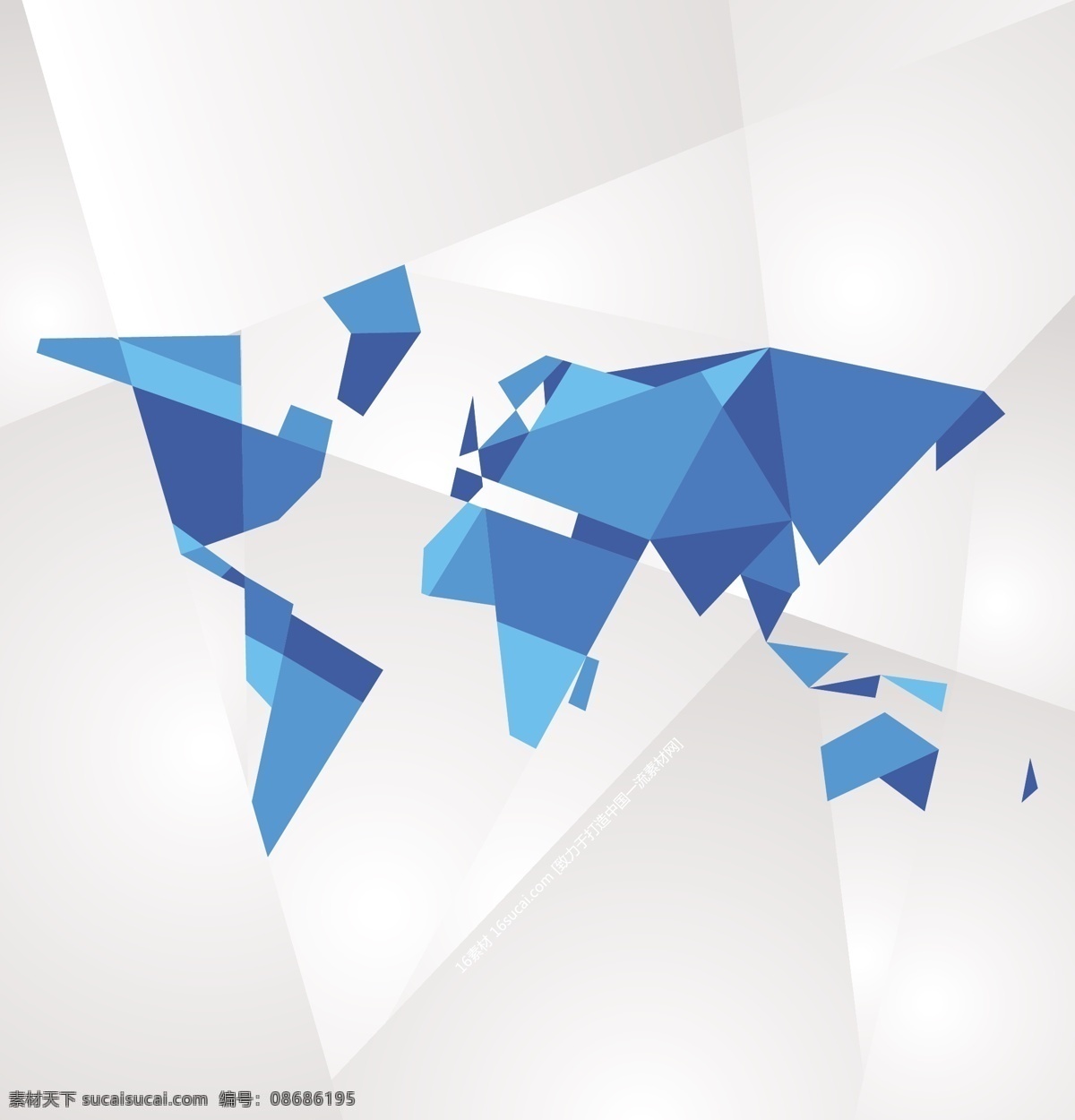 世界地图 创意 蓝色 折纸 矢量图