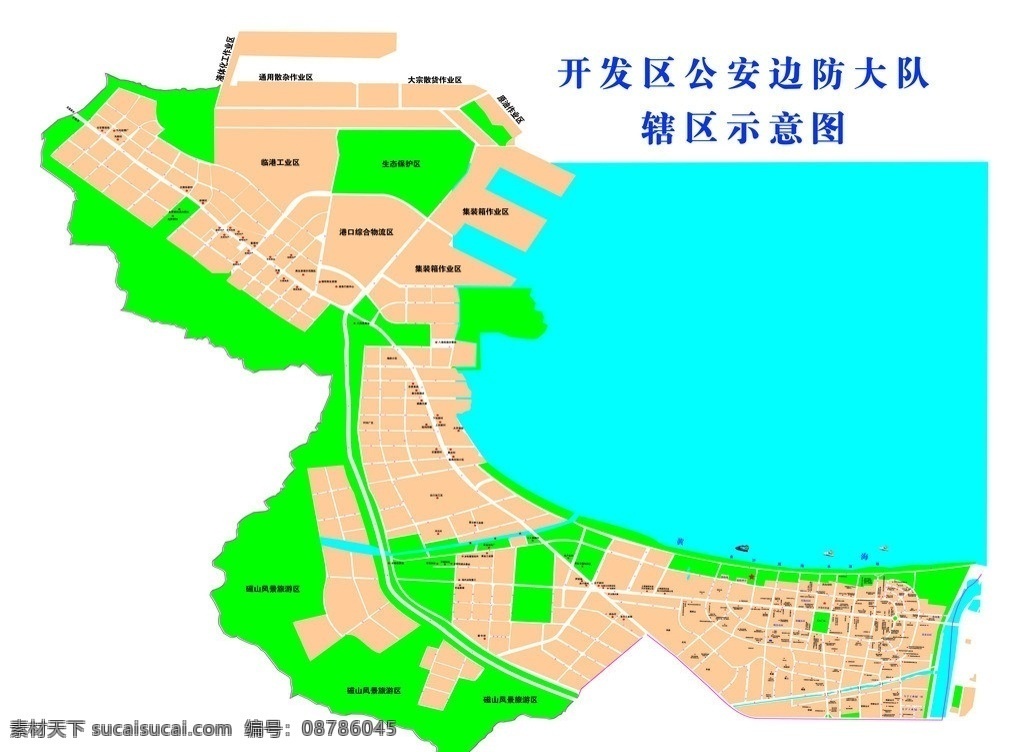 烟台 开发区 地形图 烟台开发区 辖区示意图 其他模版 广告设计模板 源文件