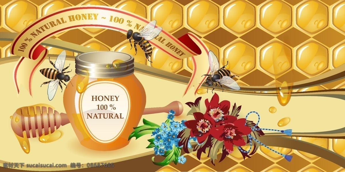 蜂蜜 蜜蜂 矢量 图 矢量图 其他矢量图