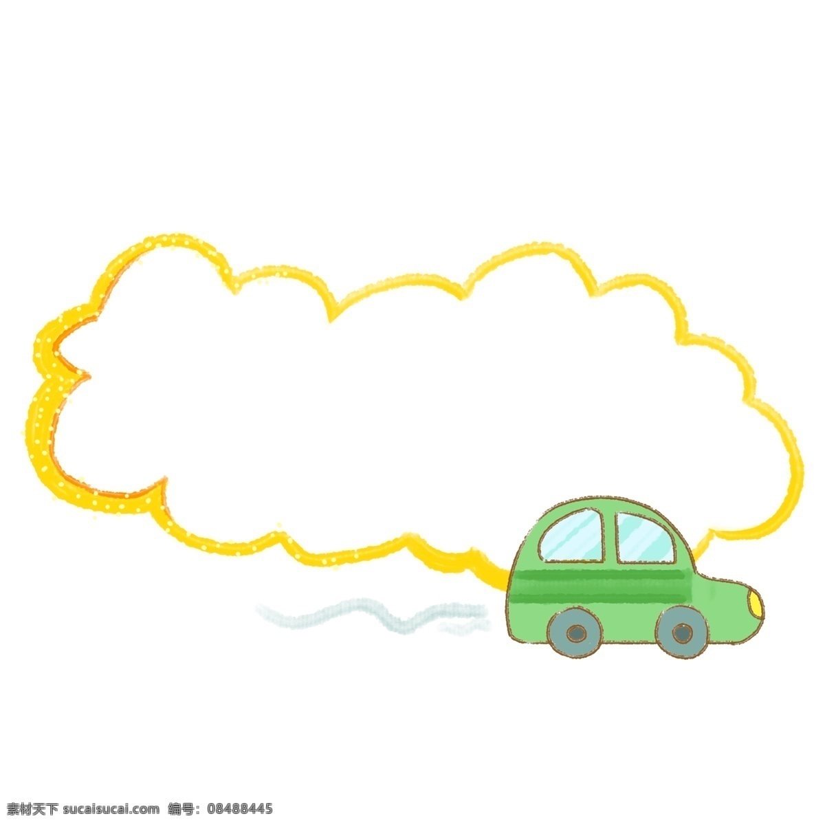 小汽车 云朵 装饰 边框 黄色云朵边框 绿色 六一装饰边框 六一小框 汽车边框 云朵边框