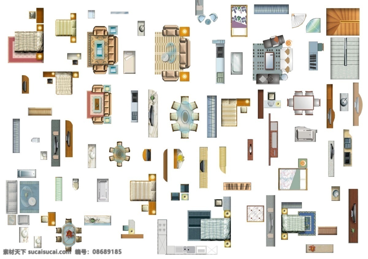 分层 平面 室内设计 源文件 装修 家具 模板下载 psd源文件
