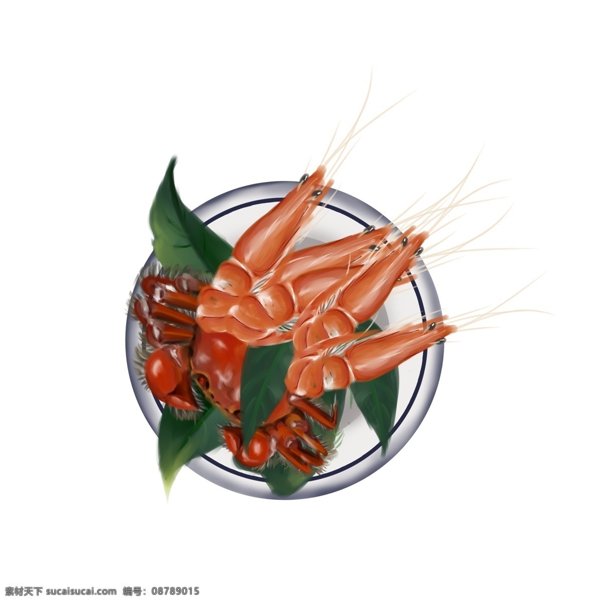 碗 螃蟹 美食 插画 元素 卡通 蟹 海鲜 食物 手绘
