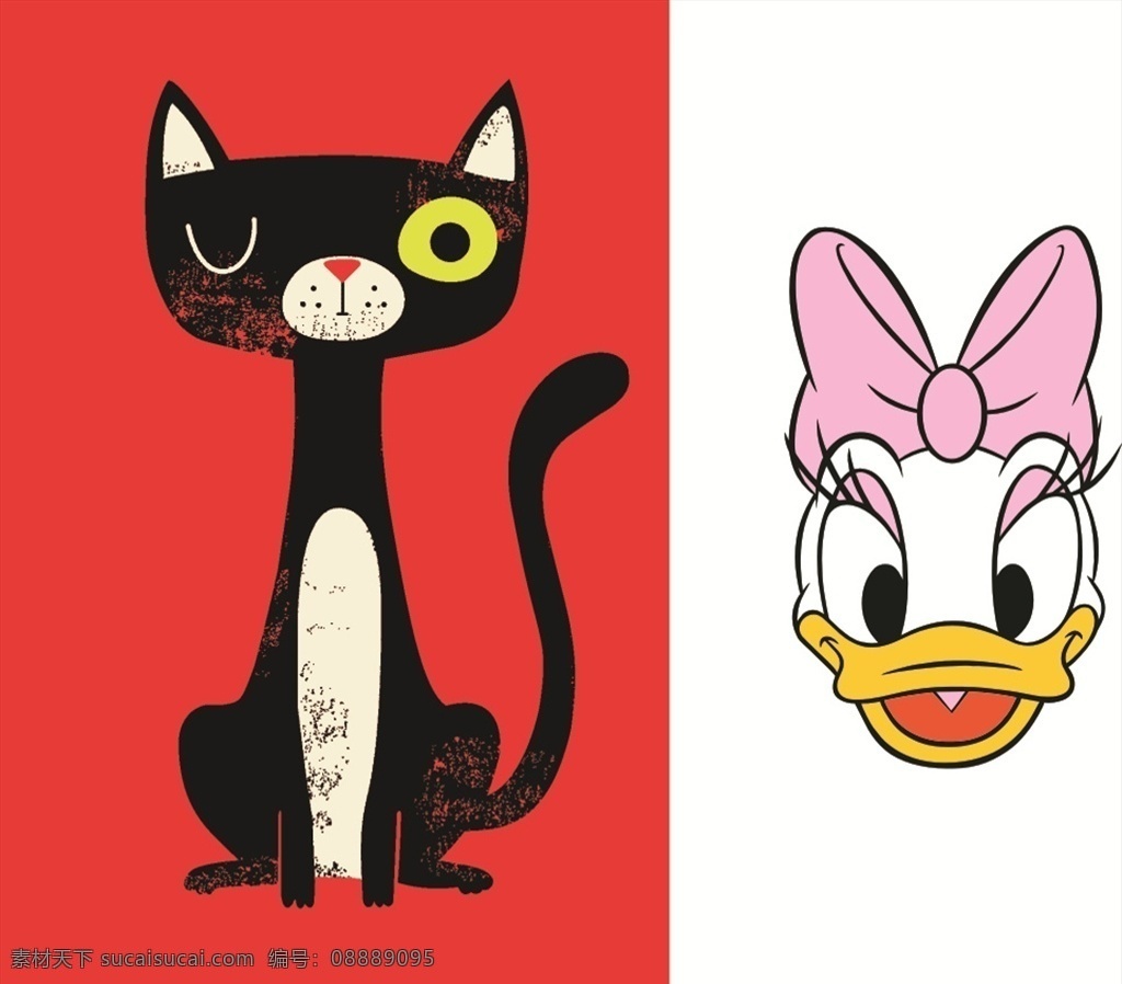 猫和唐老鸭 猫 唐老鸭 烂烂效果 童装设计 女装设计 前幅印花 服装设计