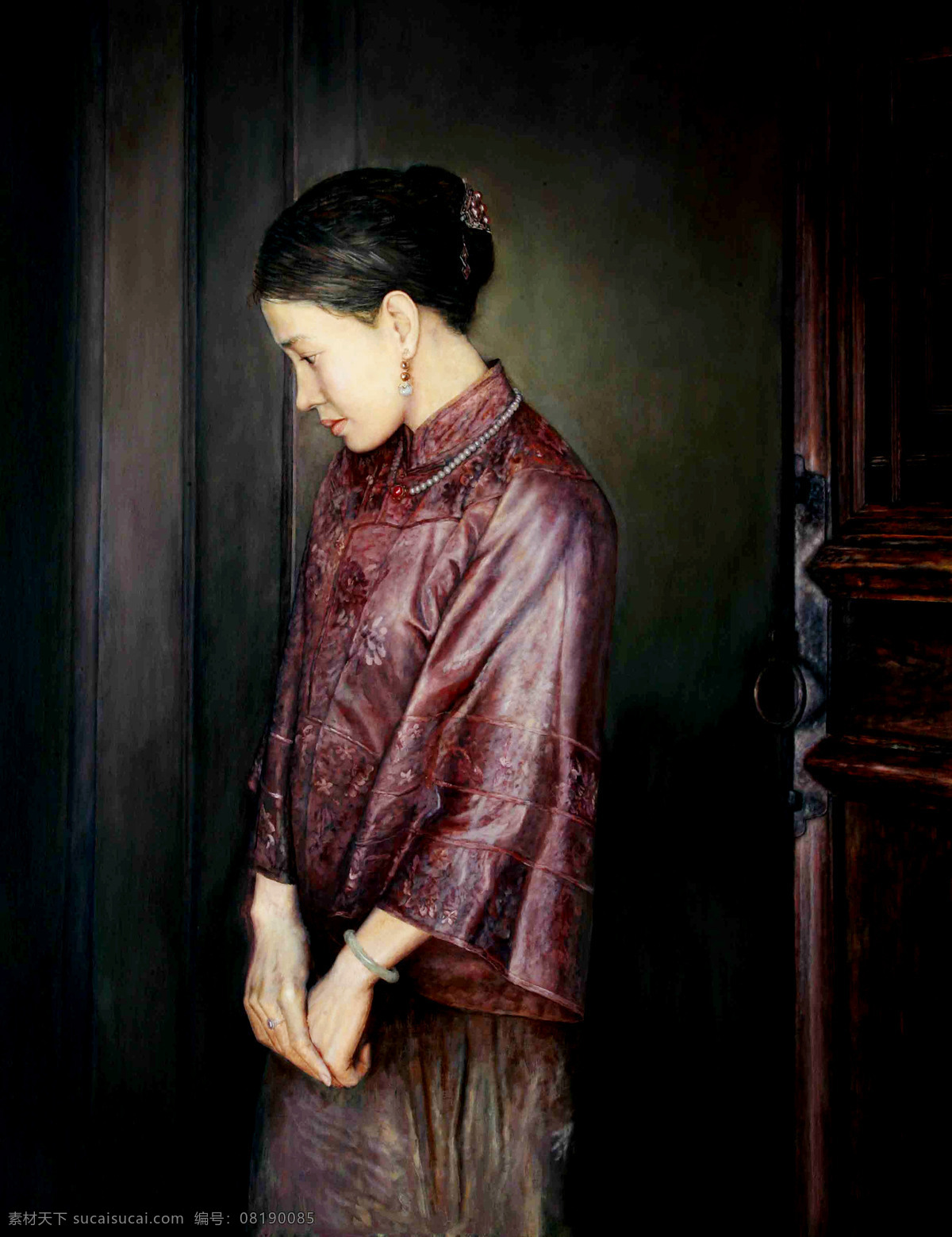 表情 动作 发型 服饰 绘画书法 美术 女人 女子 油画 守 现代油画 人物画 人物 妇人 姿态 房间景 油画艺术 油画作品11 文化艺术 家居装饰素材