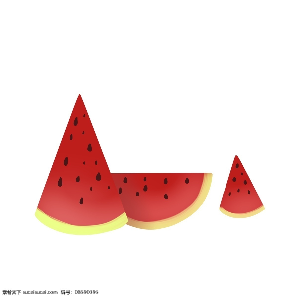 清凉 夏季 块 西瓜 插画 元素 夏日 水果 美食