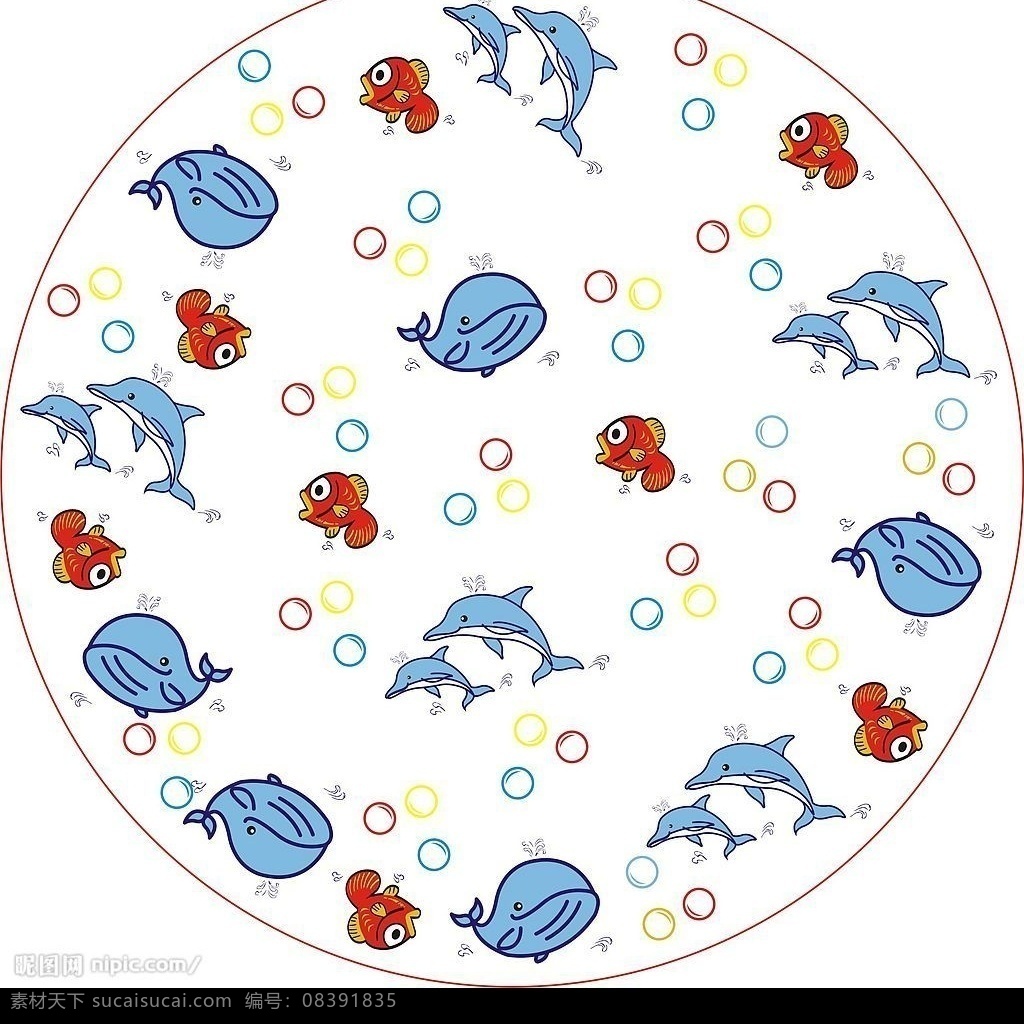 鲸鱼图案 卡通鱼 底纹边框 底纹背景 矢量图库
