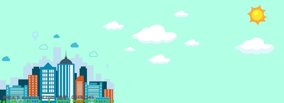 矢量 绿色 卡通 建筑 广告 背景 矢量背景 房子 楼房 建筑物 广告背景 户外广告 展板 楼群 卡通背景 地产背景