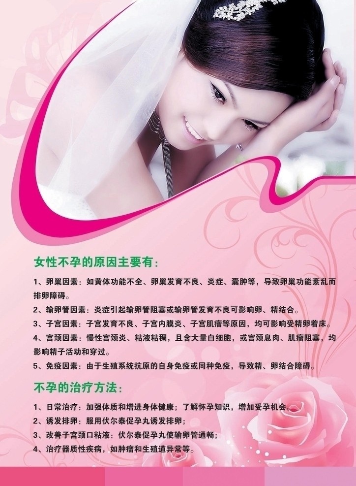 医疗杂志广告 医院彩页 不孕不育 封二 美女 粉色底纹 分层 源文件