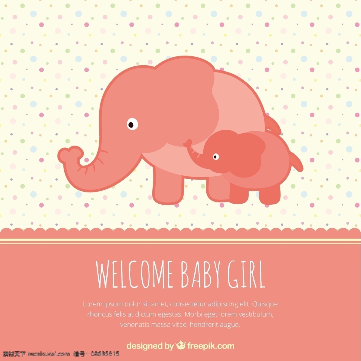 欢迎宝贝女卡 宝贝 聚会 邀请 卡片 婴儿淋浴 模板 红色 大象 孩子 庆祝 新的 欢迎 邀请卡 婴儿女孩 公告 淋浴 派对邀请 婴儿卡 出生 白色