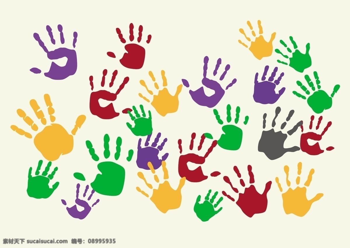 孩子 手印 画 矢量 油漆 人 播放 打印 黄色 小 标志 红色 孤立的 色彩鲜艳 着色 色彩 创意 童年 艺术 背景 脏 手 身份 绿色 指纹 手指 孩子的手印 画手