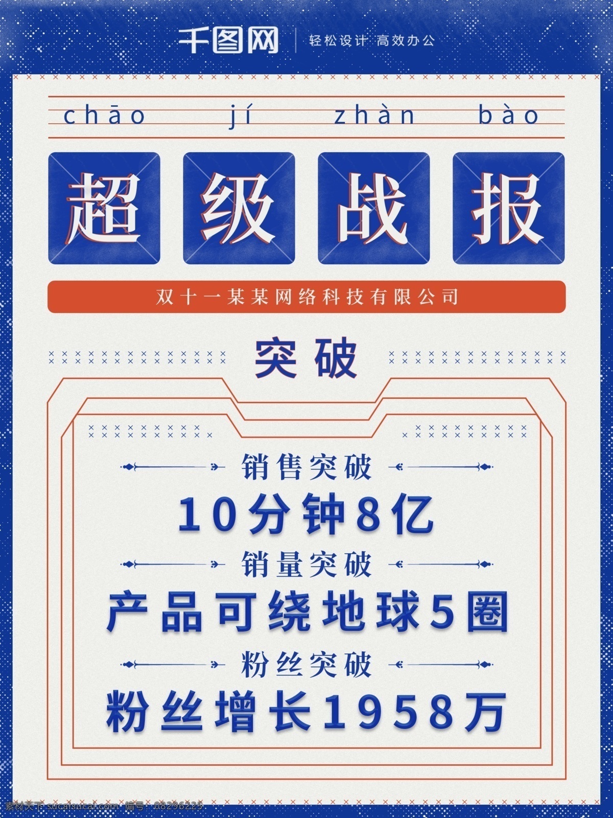原创 清新 复古 创意 战报 宣传海报 销售 业绩 超级战报 突破 销量 粉丝 营业额 海报