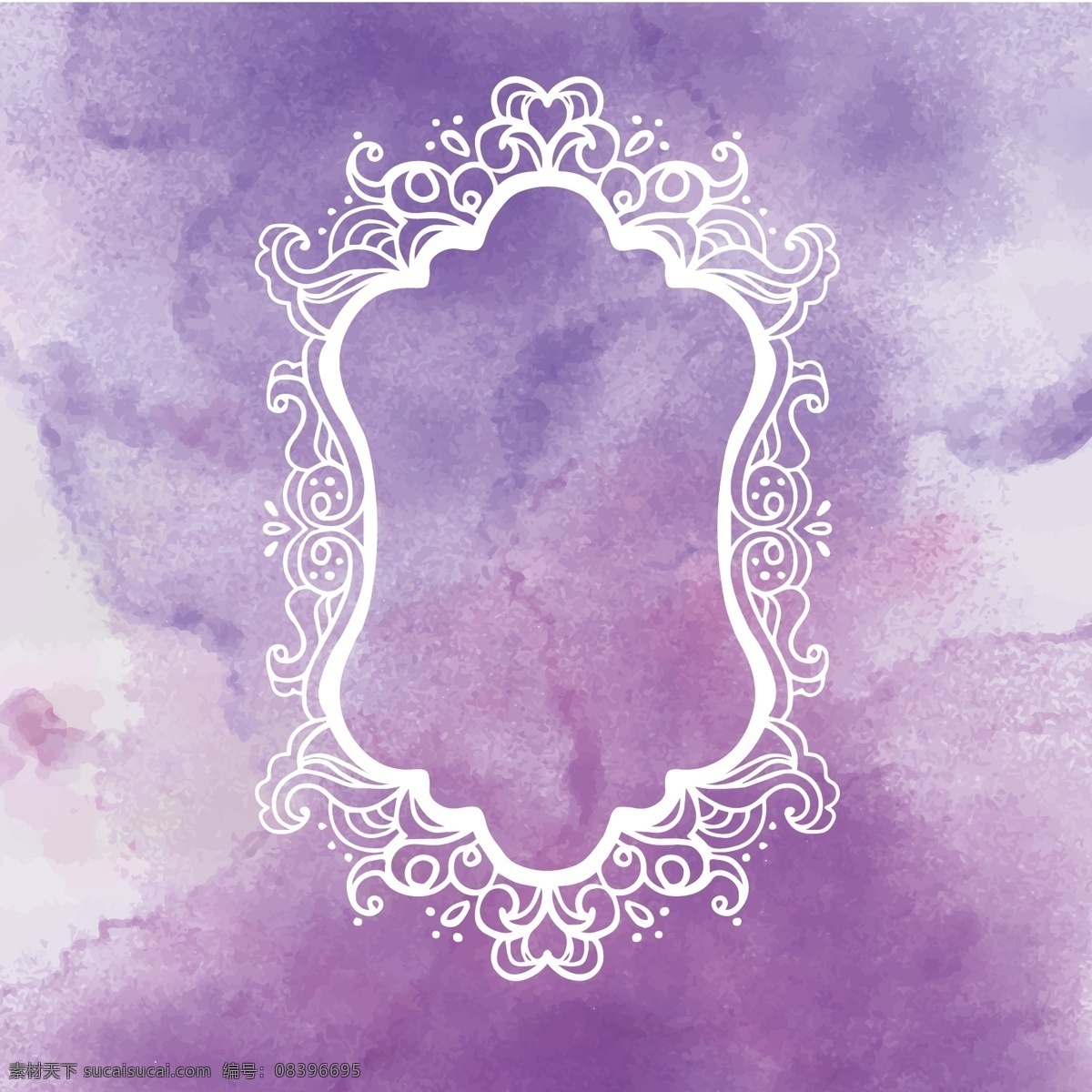 紫色 水彩 背景 标签 彩色 花边 水彩背景 印迹 矢量 水彩素材 白色花边
