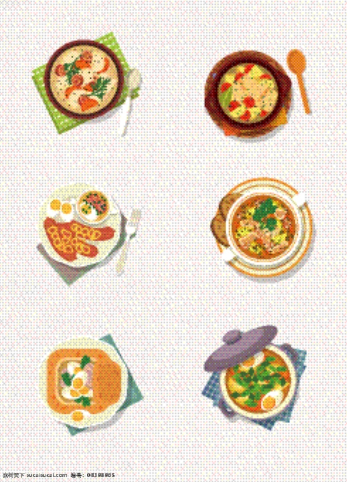 碗装 精致 食物 卡通 简约 小清新 装饰 图案