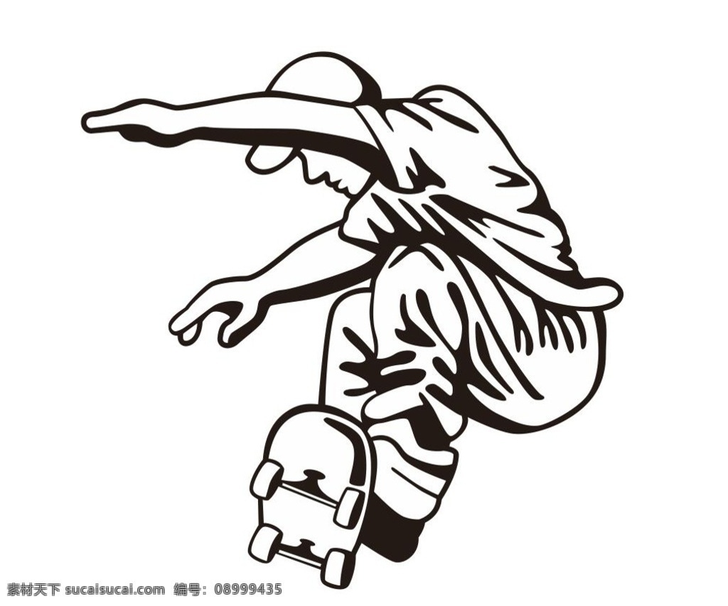 滑板男孩 滑板 玩滑板 简笔画 线条 线描 简画 黑白画 卡通 手绘 简单手绘画 矢量图 运动矢量图 文化艺术 体育运动