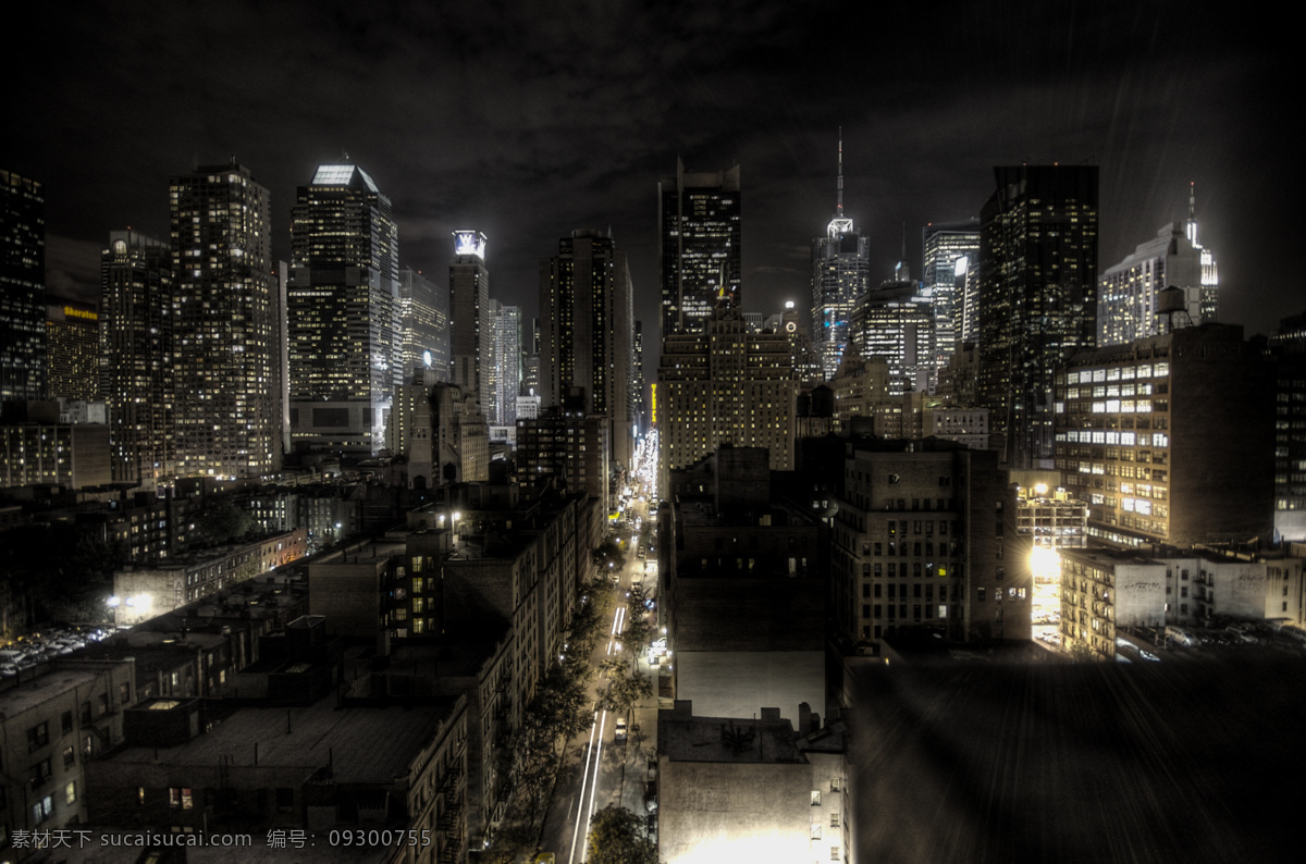 纽约 夜景 国外旅游 科幻 旅游摄影 摄影图库 纽约夜景 冷峻 黑白调子 psd源文件