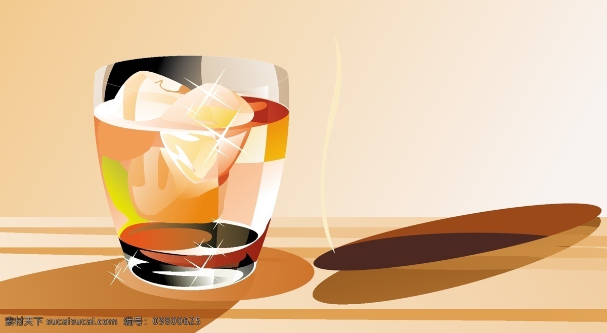 矢量 精美 水杯 香烟 玻璃杯 矢量图
