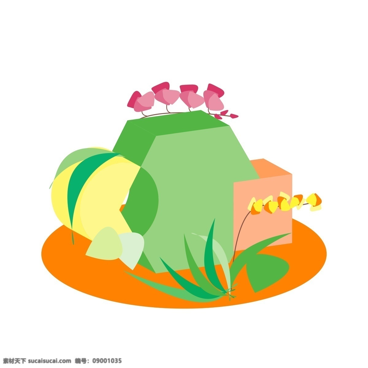 原创 五边形 绿色 立体 装饰 边框 利用 植物 叶子 元素 三级头 纹理边框