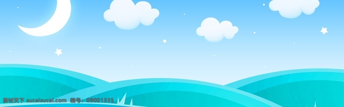 手绘 风景 清凉 一夏 卡通 banner 背景 清新 夏季促销 景色 夏末促销 狂暑季 反季促销 疯狂甩卖 夏季上新