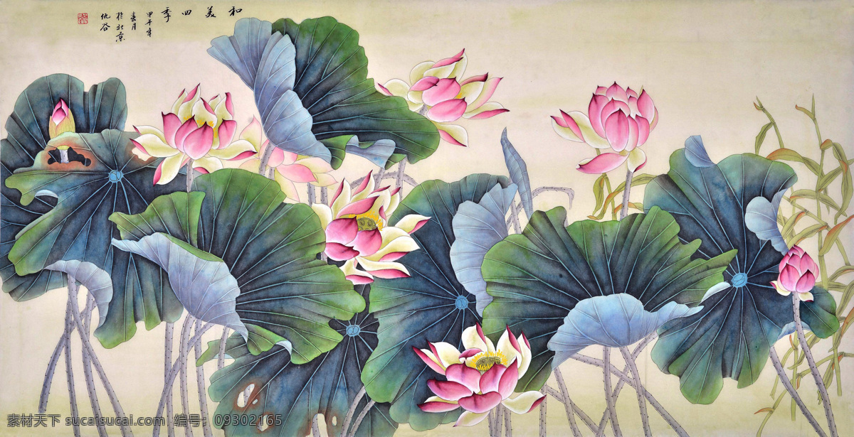 工笔荷花 国画 水墨画 花鸟画 工笔画 中国画 荷花 艺术绘画 文化艺术 绘画书法