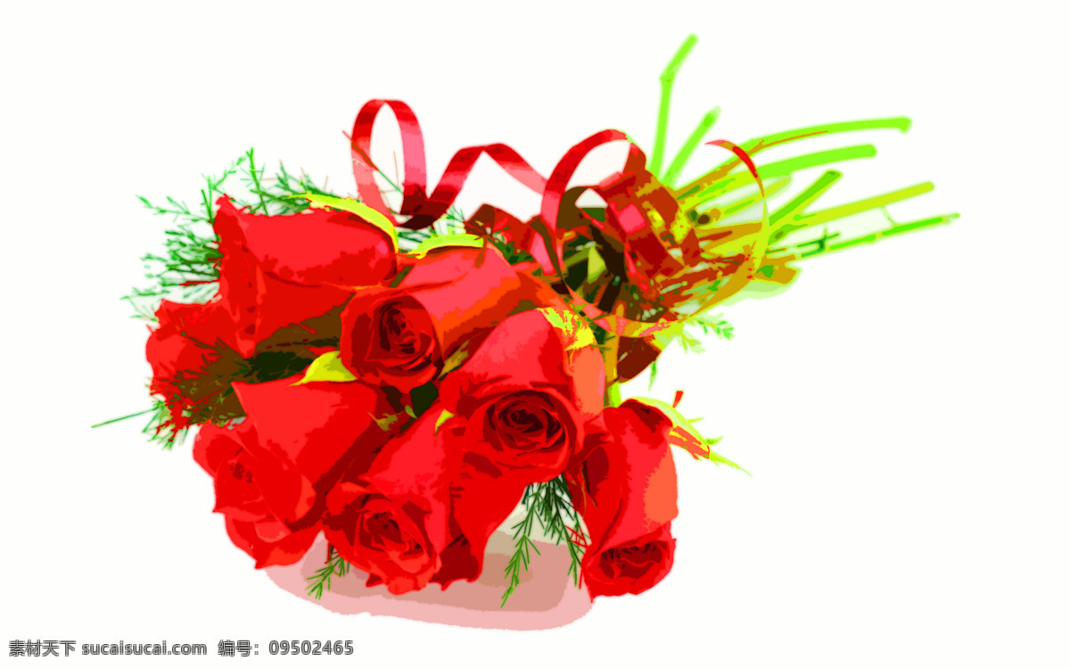 红色 玫瑰 彩色画 玫瑰花 插画集