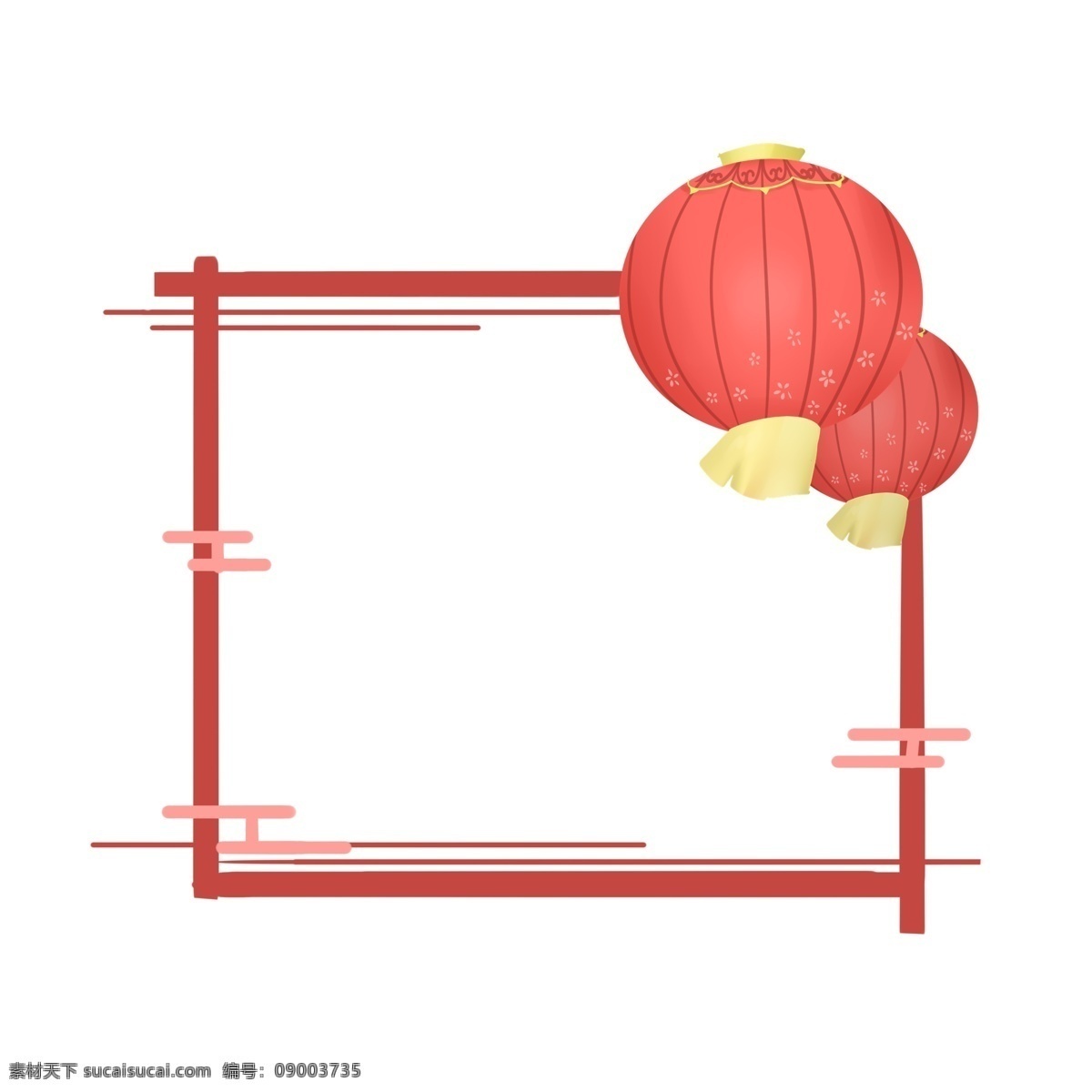 新年 红色 圆形 边框 中国 风 中国新年边框 黄色穗子 新年灯笼 红灯笼 高高挂 梅花复古
