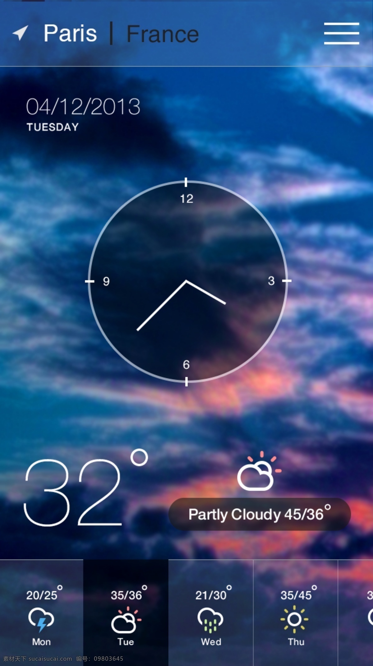 蓝色 天气 app 简约 手机 ui设计 其他ui设计