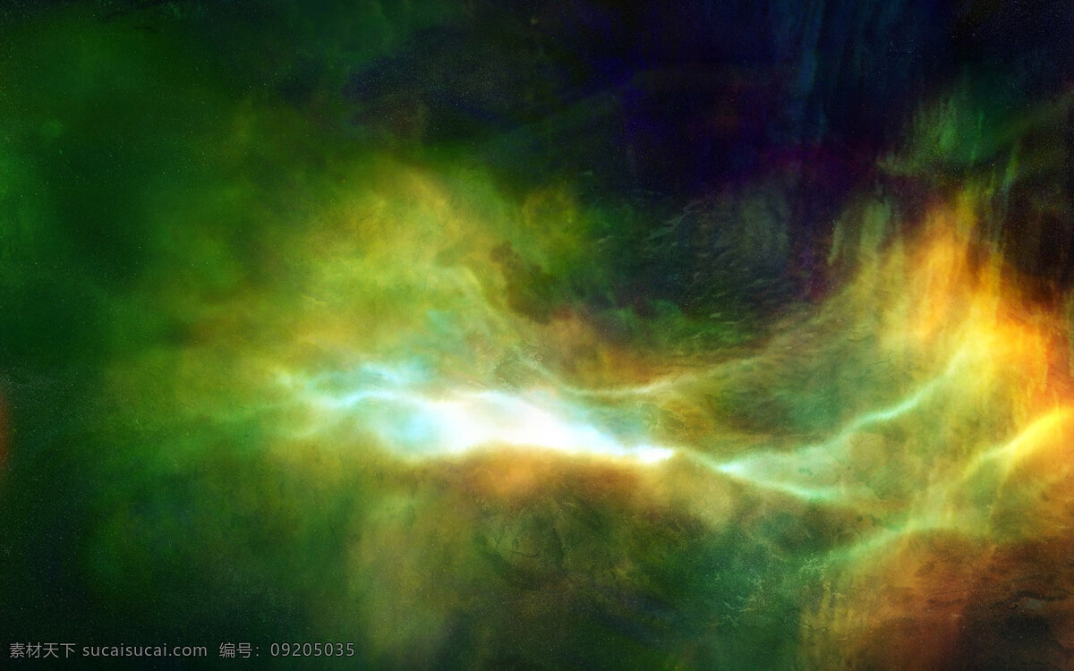 极光 幻想 科幻 绿 奇异 星云 宇宙 黄 自然风光 自然景观 psd源文件