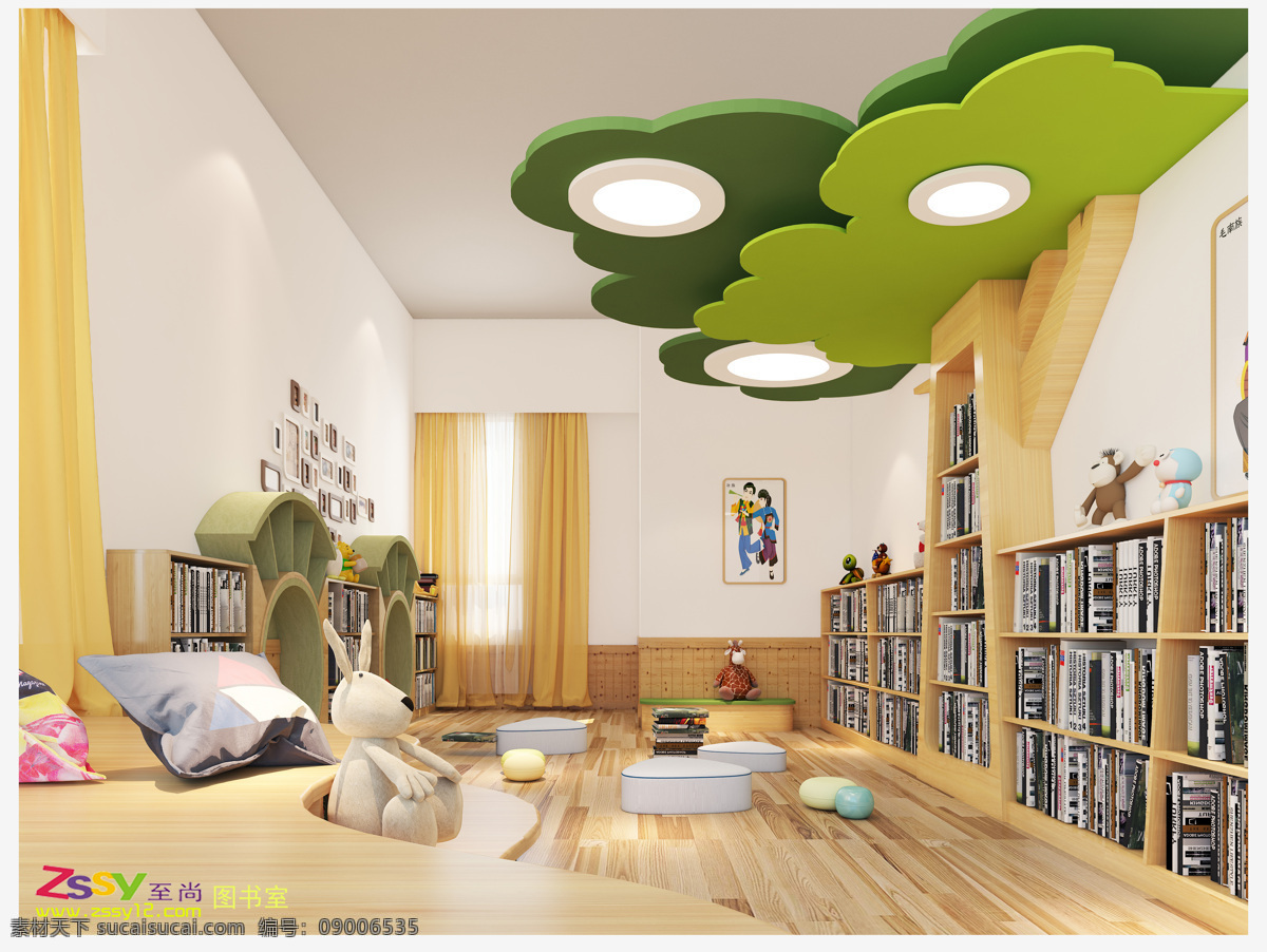幼儿园 读书 室 效果 读书室 效果图 现代 简约 3d设计 室内模型