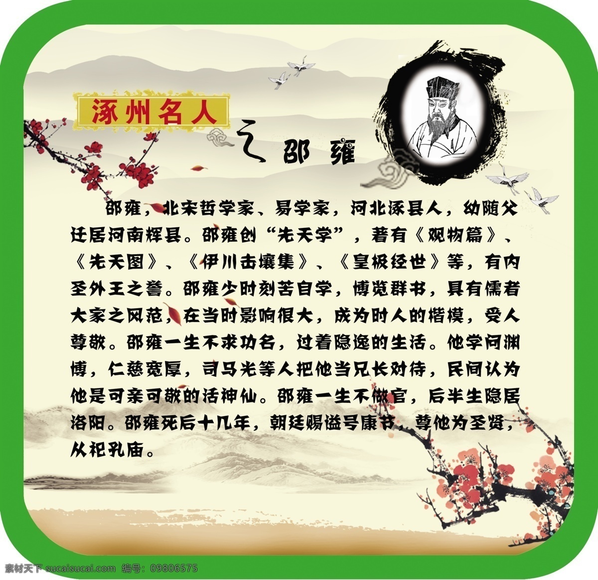名人 邵 雍 展板 古典 故事 学校展板 展板设计 邵雍 涿州名人 学校展板设计