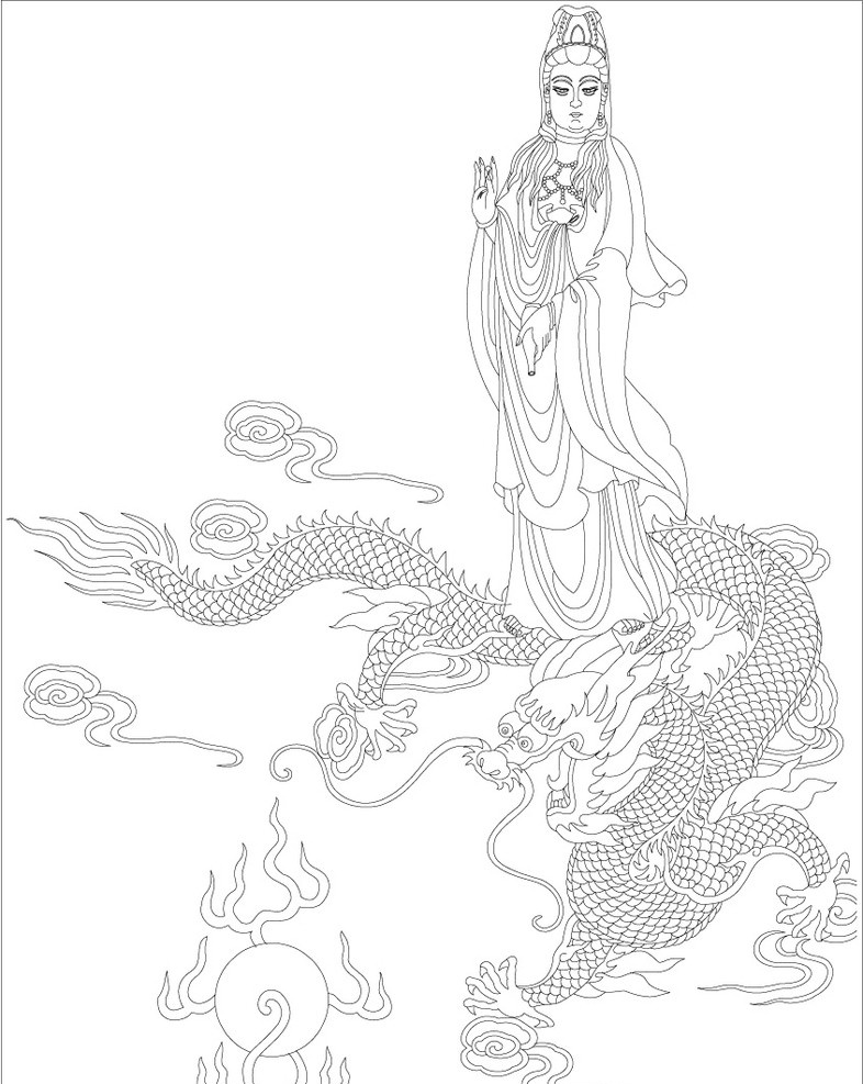 骑龙菩萨 矢量 传统文化 文化艺术 花纹花边 底纹边框 雕花 隔断 装饰品 镂板 镂空雕花 矢量素材 其他矢量 边框相框