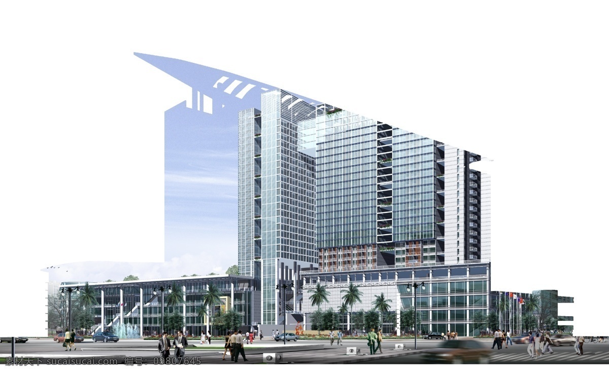 高档 办公楼 景观设计 高档办公楼 广场规划 psd源文件