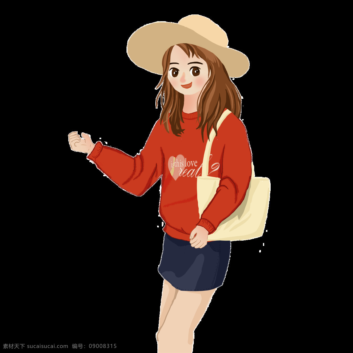 卡通 可爱 穿 毛衣 女孩 商用 元素 插画 手绘 女生 小清新设计