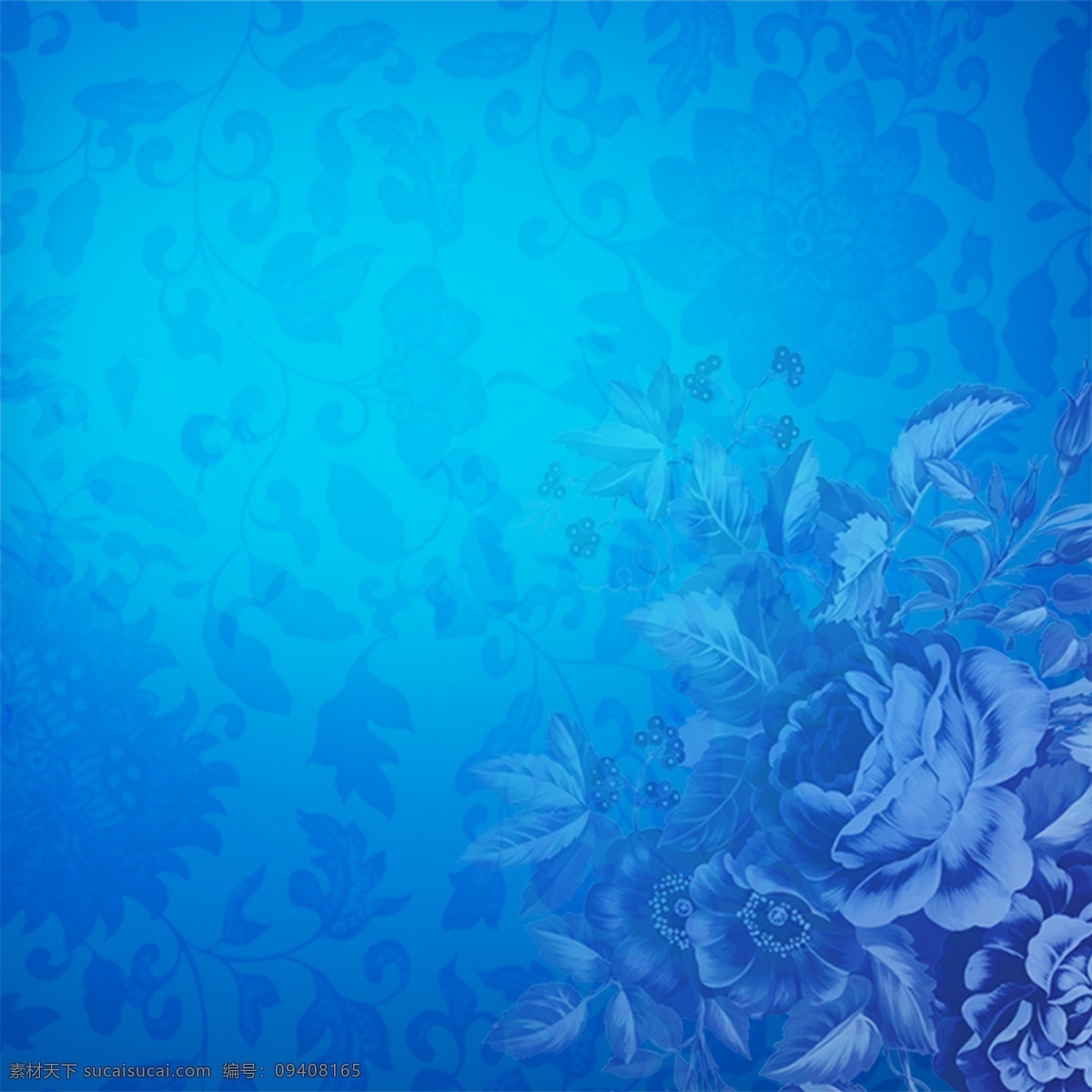 复古花朵背景 花朵 花纹 创意背景 花朵背景 复古花朵 蓝色
