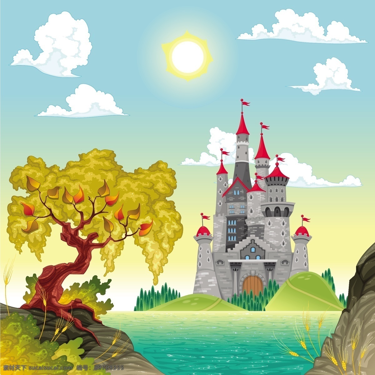 彩色城堡背景 彩色城堡 彩色 城堡